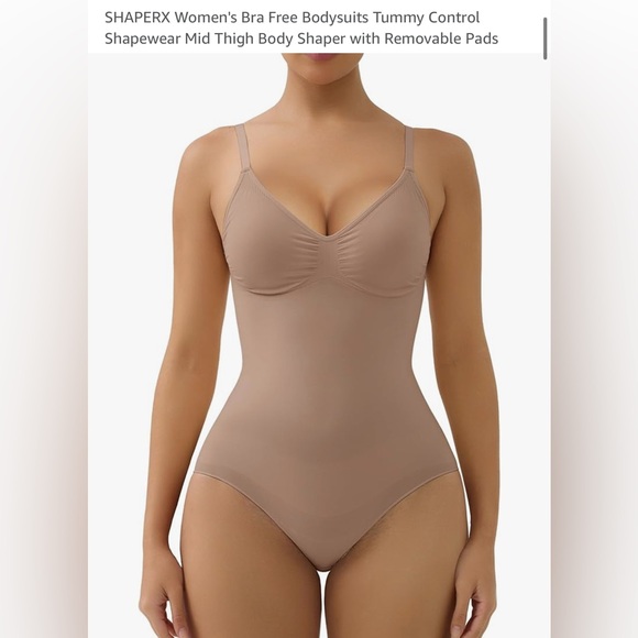 SHAPERX Other - SHAPERX Women Sienna color 2X/3X Bodysuit 5215 Tummy Control Shapewear Thong New